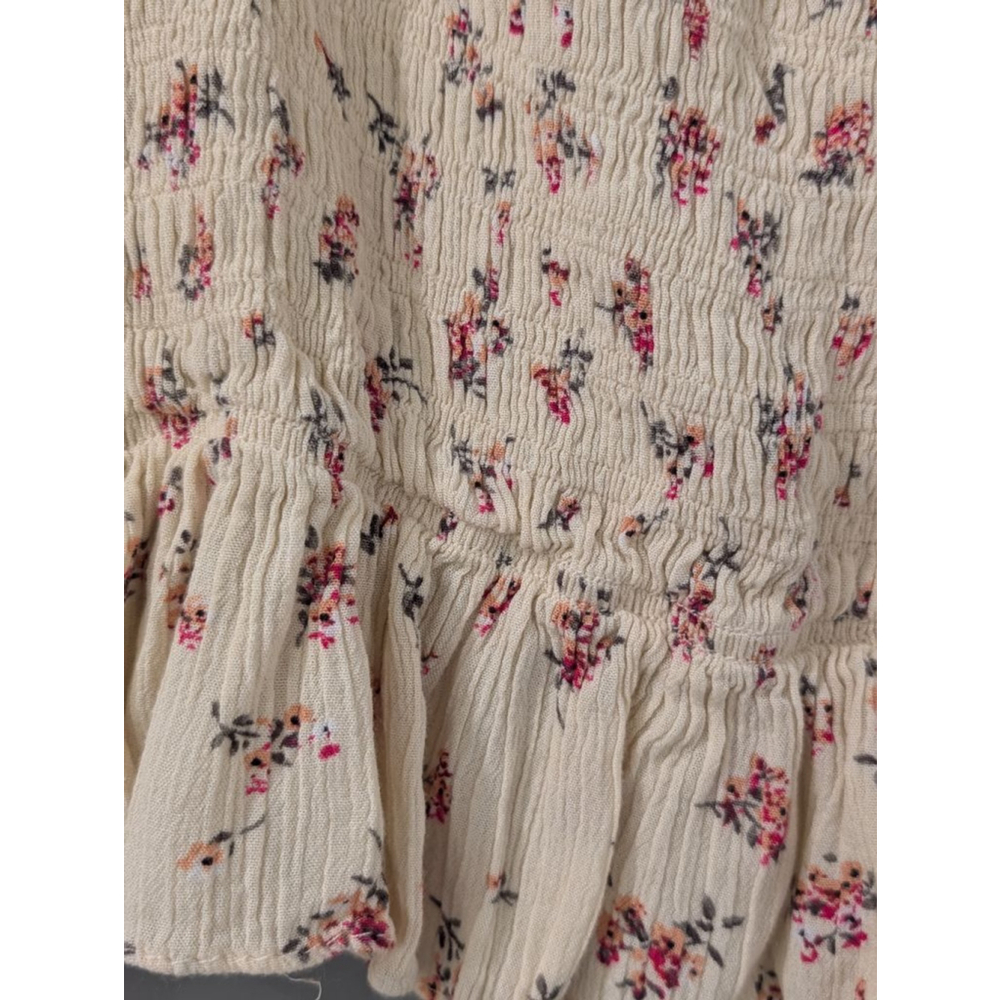 Women's SUGAR + LIP2 Cream Floral Smocked Blouse S - Picture 2 of 8